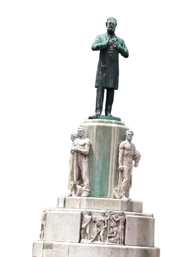 Foto der Statue von Dr. Karl Lueger, freigestellt von der Umgebung.